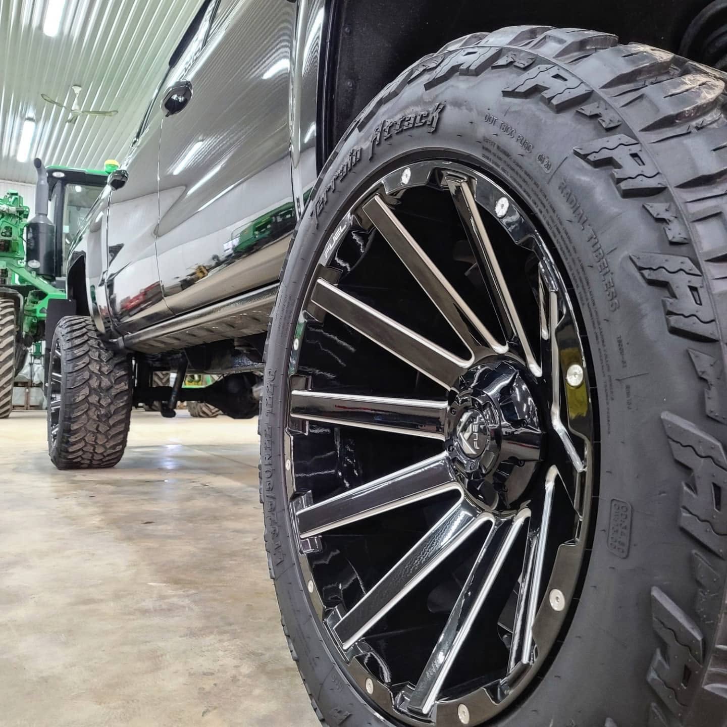 Detailed wheel and tire close-up